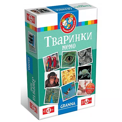Настільна гра Мемо Тварини (для 2-6 гравців) від Granna Настільна гра Мемо Тварини (для 2-6 гравців) від Granna
