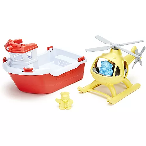Розвиваючий набір для ванни Човен з вертольотом від Green Toys Розвиваючий набір для ванни Човен з вертольотом від Green Toys