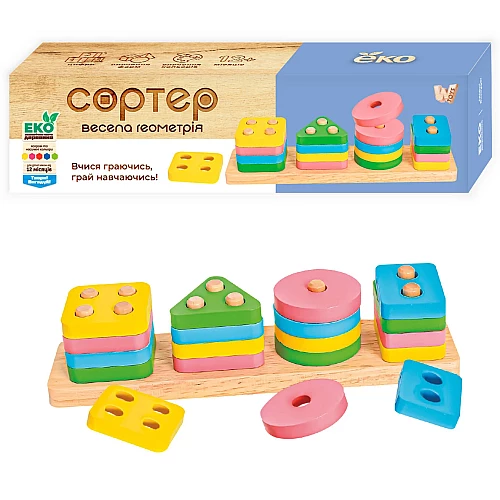 Розвиваючий набір Монтессорі сортер Геометричні фігури від Obetty