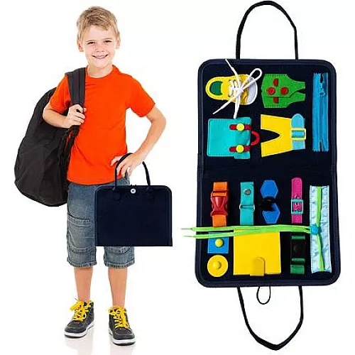 Развивающий Монтессори бизиборд Молния, шнуровка, замки от Obetty