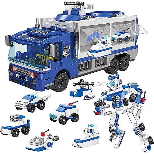 Розвиваючий STEM конструктор Поліцейська вантажівка з машинками (6 шт) від JOYIN