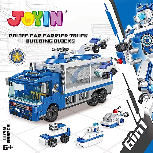 Розвиваючий STEM конструктор Поліцейська вантажівка з машинками (6 шт) від JOYIN