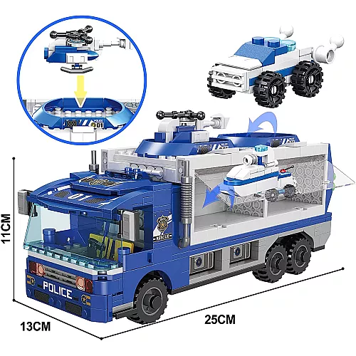 Розвиваючий STEM конструктор Поліцейська вантажівка з машинками (6 шт) від JOYIN