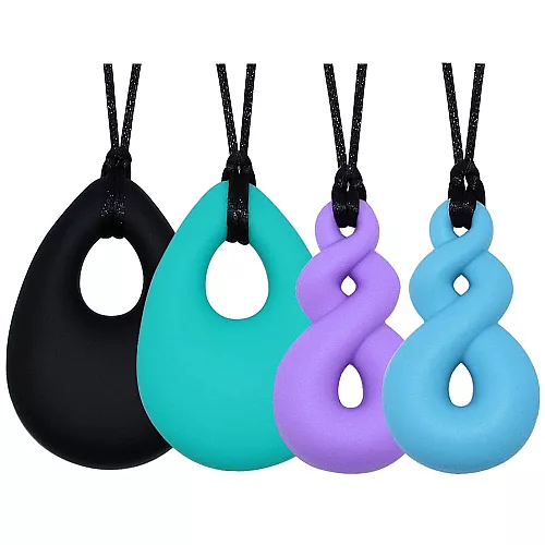 Силіконові жувальні іграшки для дітей Teardrop Twist Pendants (4 шт) від MaberryTech Силіконові жувальні іграшки для дітей Teardrop Twist Pendants (4 шт) від MaberryTech