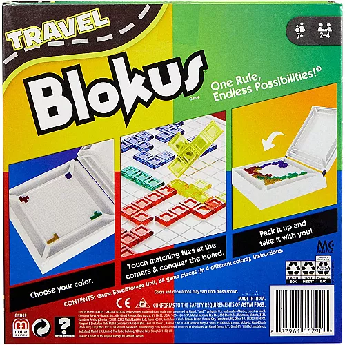 Настольная игра Blokus для путешествий (для 2-4 игроков) от Mattel Games Настольная игра Blokus для путешествий (для 2-4 игроков) от Mattel Games