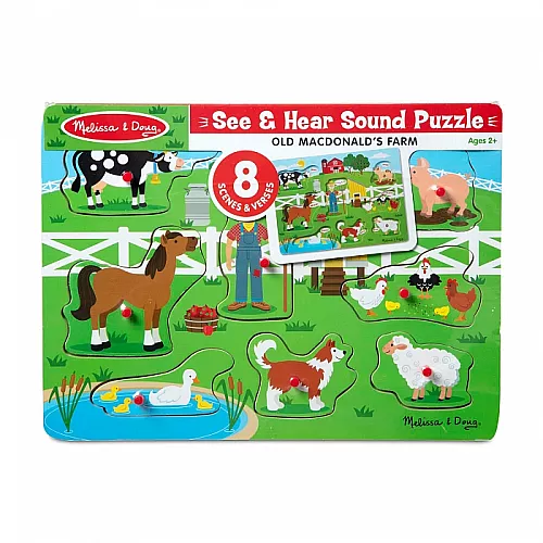 Розвиваючий звуковий пазл Тварини на фермі від Melissa & Doug Розвиваючий звуковий пазл Тварини на фермі від Melissa & Doug