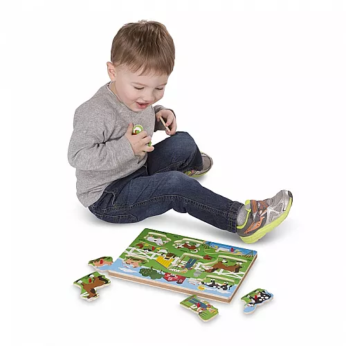 Розвиваючий звуковий пазл Тварини на фермі від Melissa & Doug Розвиваючий звуковий пазл Тварини на фермі від Melissa & Doug