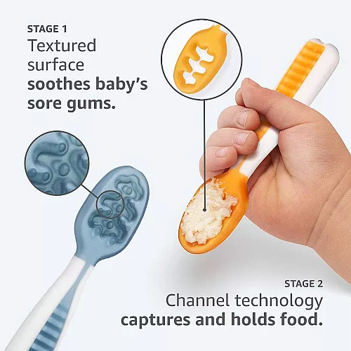 Розвиваючий сенсорний набір силіконових ложок Pre-Spoon GOOtensils (2 шт) від NumNum Розвиваючий сенсорний набір силіконових ложок Pre-Spoon GOOtensils (2 шт) від NumNum
