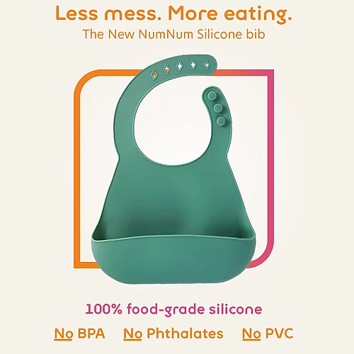 Набір для годування 3-в-1 Силіконовий нагрудник і 2 навчальні ложки від NumNum