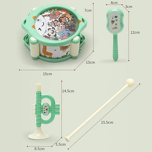 Набор музыкальных инструментов Барабан, маракасы и дудка от Obetty