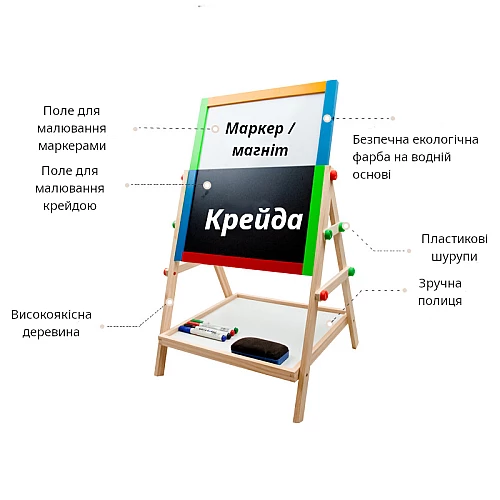 Двустороння доска для рисования (маркер / мел) от Obetty