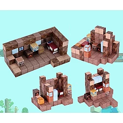 Магнітний конструктор Майнкрафт Minecraft Дерев'яний будиночок (80 деталей) від Obetty