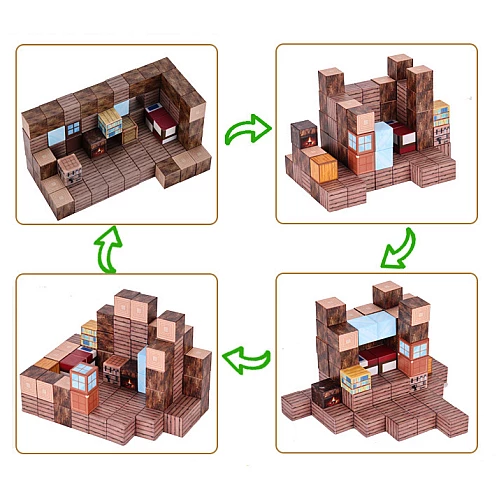 Магнітний конструктор Майнкрафт Minecraft Дерев'яний будиночок (80 деталей) від Obetty Магнітний конструктор Майнкрафт Minecraft Дерев'яний будиночок (80 деталей) від Obetty