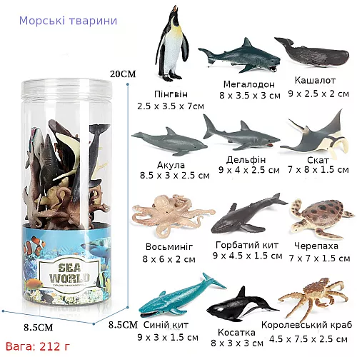 Развивающий набор фигурок в тубусе Морские животные (12 шт) от Obetty Развивающий набор фигурок в тубусе Морские животные (12 шт) от Obetty