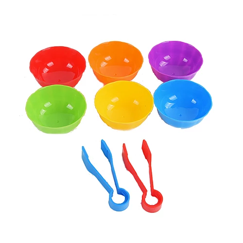 Набір для сортування Різнокольорові тарілки зі щипцями (8 предметів) від Obetty