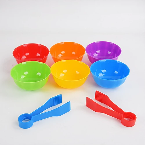 Набір для сортування Різнокольорові тарілки зі щипцями (8 предметів) від Obetty