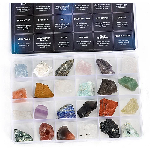 Науковий набір Колекція необроблених мінералів (24 камені) від Obetty