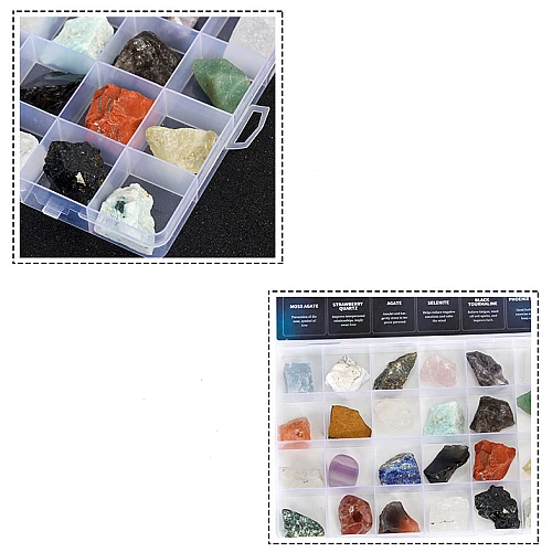 Науковий набір Колекція необроблених мінералів (24 камені) від Obetty