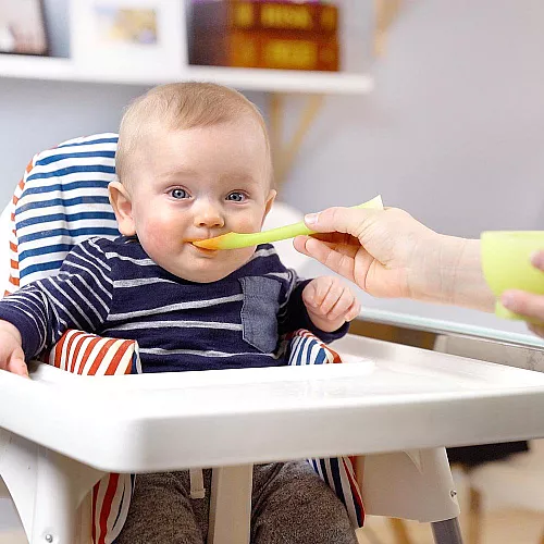 Розвиваючий сенсорний набір 2 силіконові ложки і миска-пароварка від Olababy
