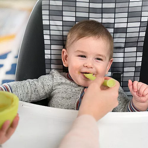 Розвиваючий сенсорний набір 2 силіконові ложки і миска-пароварка від Olababy