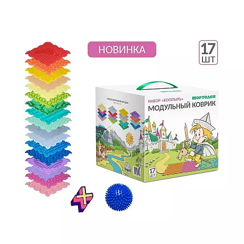 Тактильный массажный ортопедический коврик Богатырь (17 элементов) от Ортодон Тактильный массажный ортопедический коврик Богатырь (17 элементов) от Ортодон