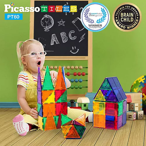 Будівельний набір Магнітні 3D блоки (60 шт) від PicassoTiles Будівельний набір Магнітні 3D блоки (60 шт) від PicassoTiles