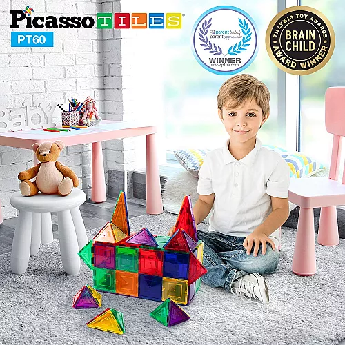 Будівельний набір Магнітні 3D блоки (60 шт) від PicassoTiles Будівельний набір Магнітні 3D блоки (60 шт) від PicassoTiles