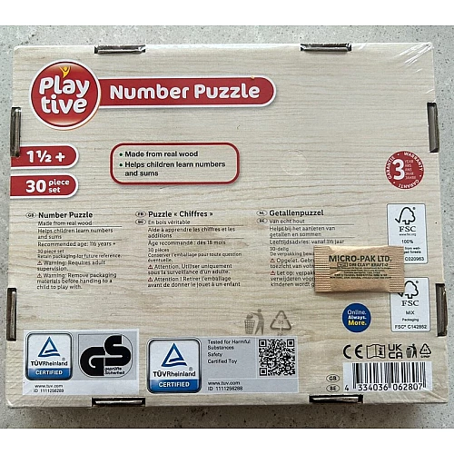 Дерев'яний пазл Цифри (30 деталей) від Playtive