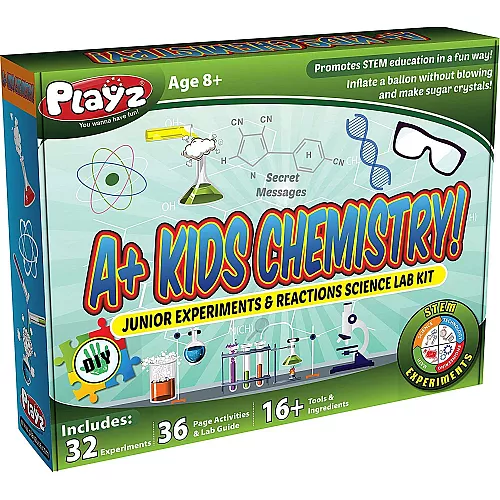 Научный набор STEM Химические опыты A+ (36+ экспериментов) от Playz Научный набор STEM Химические опыты A+ (36+ экспериментов) от Playz