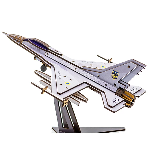 Деревянный 3D-конструктор F16 (79 деталей) от PuzzleOk
