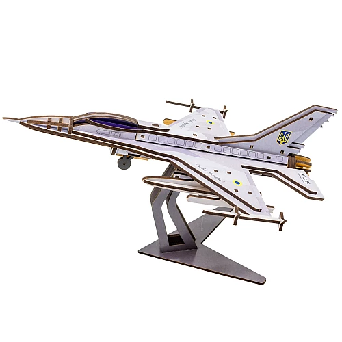 Деревянный 3D-конструктор F16 (79 деталей) от PuzzleOk