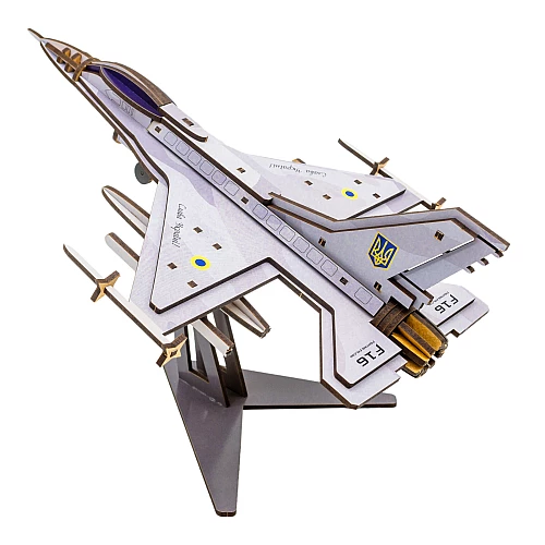 Деревянный 3D-конструктор F16 (79 деталей) от PuzzleOk