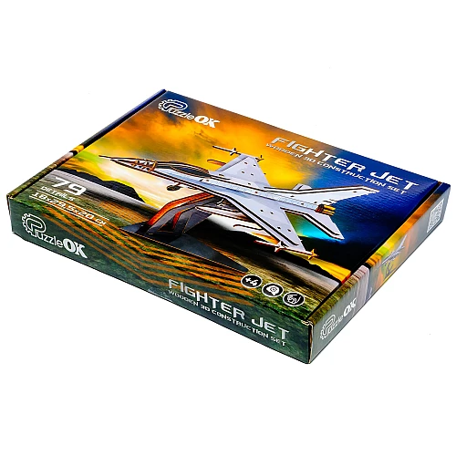 Деревянный 3D-конструктор F16 (79 деталей) от PuzzleOk