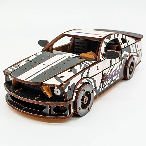 Дерев'яний 3D-конструктор Маскл-кар (162 деталі) від PuzzleOk