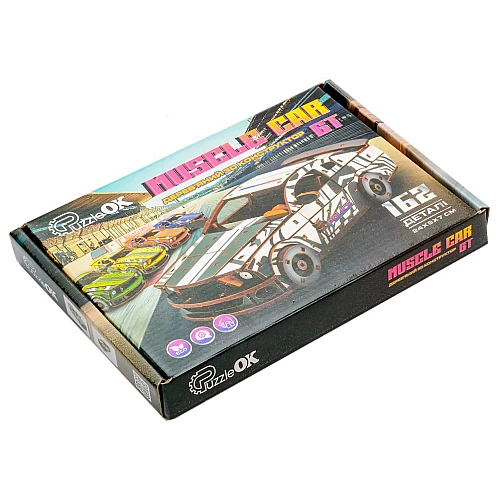 Дерев'яний 3D-конструктор Маскл-кар (162 деталі) від PuzzleOk