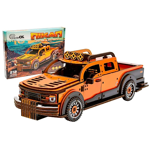 Дерев'яний 3D-конструктор Пікап (212 деталей) від PuzzleOk