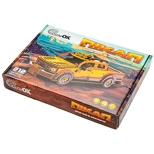 Дерев'яний 3D-конструктор Пікап (212 деталей) від PuzzleOk