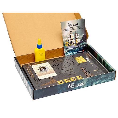 Дерев'яний 3D-конструктор Піратський корабель (196 деталей) від PuzzleOk