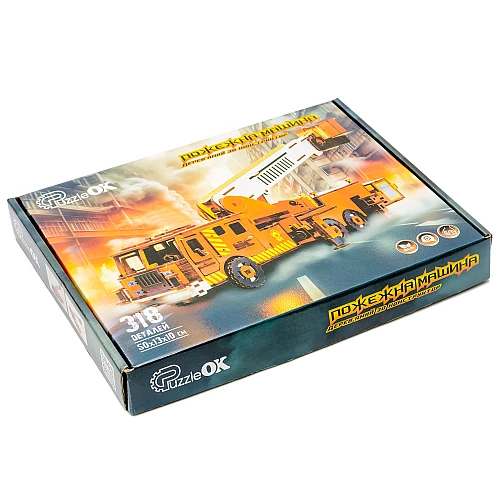 Деревянный 3D-конструктор Пожарная машина (318 деталей) от PuzzleOk