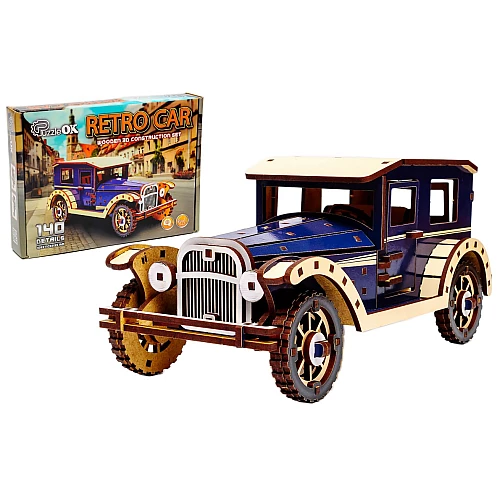 Дерев'яний 3D-конструктор Ретро автомобіль (140 деталей) від PuzzleOk