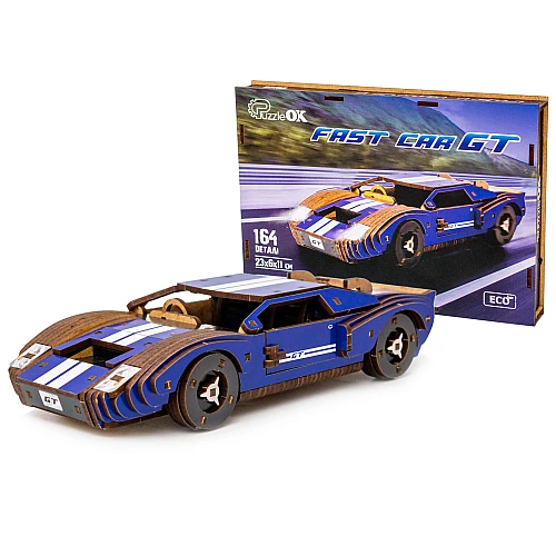 Деревянный 3D-конструктор Быстрый автомобиль GT (164 детали) от PuzzleOk