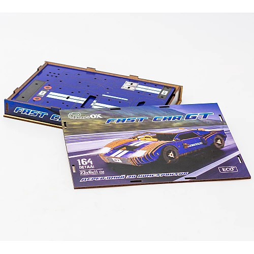 Деревянный 3D-конструктор Быстрый автомобиль GT (164 детали) от PuzzleOk
