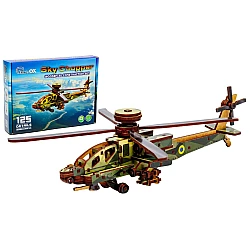 Дерев'яний 3D-конструктор Вертоліт Sky Chopper (125 деталей) від PuzzleOk