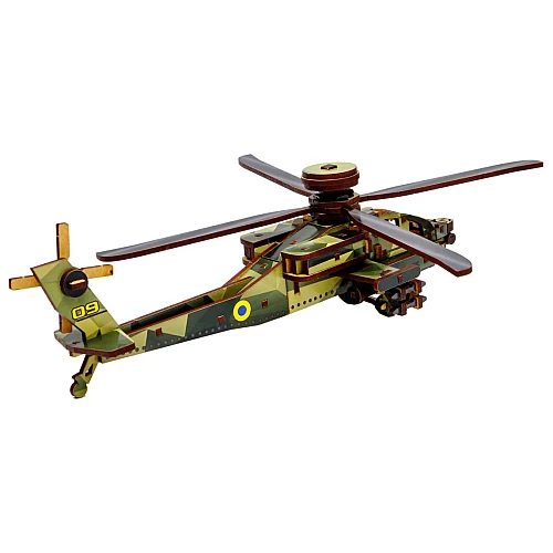 Деревянный 3D-конструктор Вертолет Sky Chopper (125 деталей) от PuzzleOk