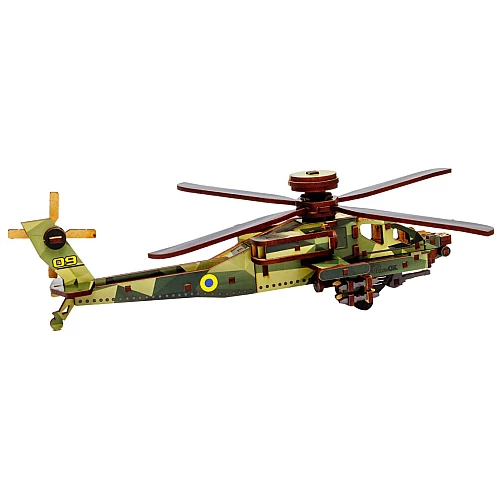 Деревянный 3D-конструктор Вертолет Sky Chopper (125 деталей) от PuzzleOk