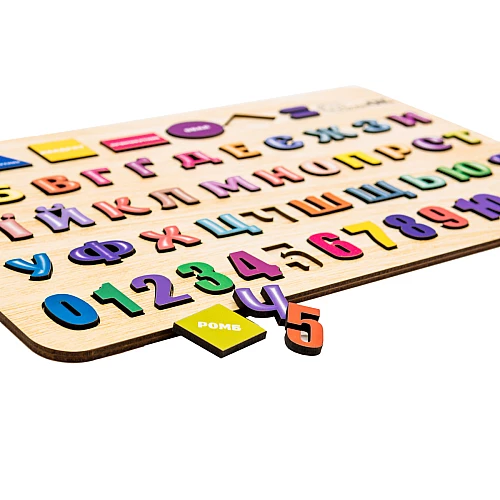 Пазл-вкладиш Алфавіт, цифри та фігури (54 шт) від PuzzleOk