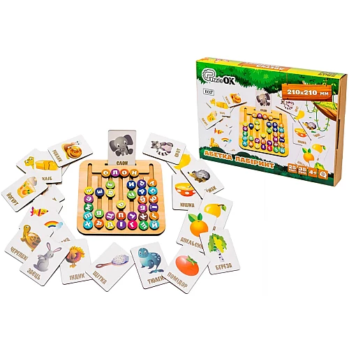 Дерев'яна головоломка Абетковий лабіринт від PuzzleOk