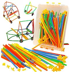 Строительный STEM набор Разноцветные трубочки (100 шт) от Skoolzy