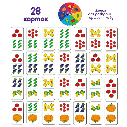Настольная игра Домино фрукты-овощи (2-4 игрока) Настольная игра Домино фрукты-овощи (2-4 игрока)