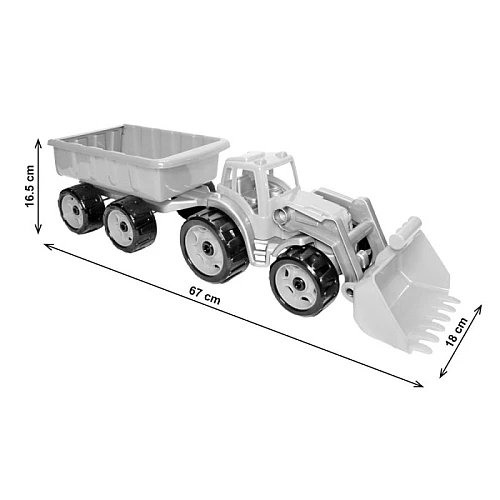Трактор с ковшом и прицепом